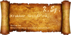 Krakker Szilárd névjegykártya